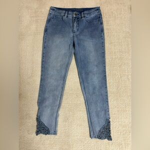 Soft surroundings Women's Blue Jeans with Lace Detail size 4